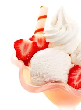 Strawberry vanilla ice cup Stock Photos
