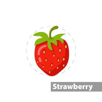 Strawberry vector flat illustration icon Stock Illustration