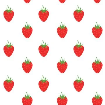 Strawberry vector pattern background, Fruit illustration on white background Stock Illustration