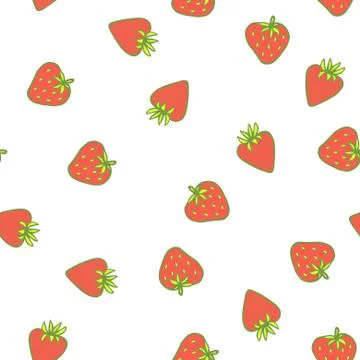 Strawberry vector seamless pattern. Cute tasty berry design for fabric print Stock Illustration
