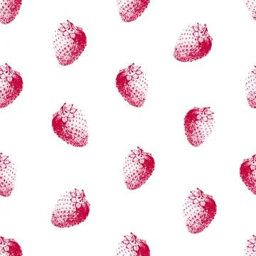 Strawberry. Vector seamless pattern. vintage hand drawn illustration Stock Illustration