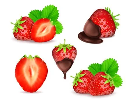 Strawberry vector set Stock Illustration