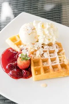 Strawberry Waffle Stock Photos