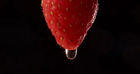 Strawberry with water drop Stock Footage