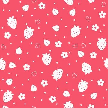 Strawberry White on Pink Seamless Pattern Vector Illustrazione stock