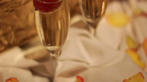 Strawberry Wineglasses Stock Footage 919715