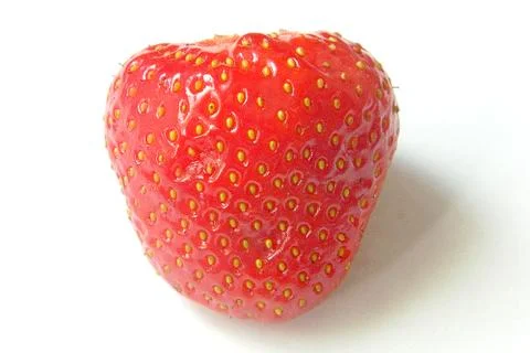 Strawberry without stem on white background with shadow. Red ripe berry with Stock-Fotos