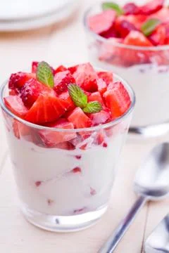 Strawberry Yoghurt Stock Photos