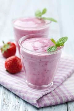 Strawberry yogurt Stock Photos
