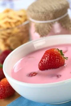 Strawberry yogurt Stock Photos