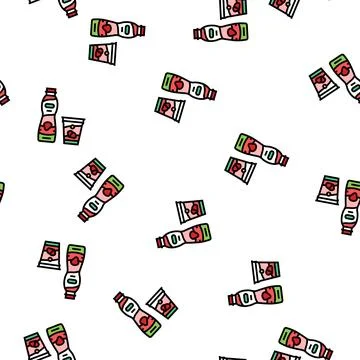 Strawberry yogurt vector seamless pattern Illustrazione stock