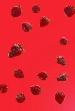Strawberrys on a red background Stock Photos
