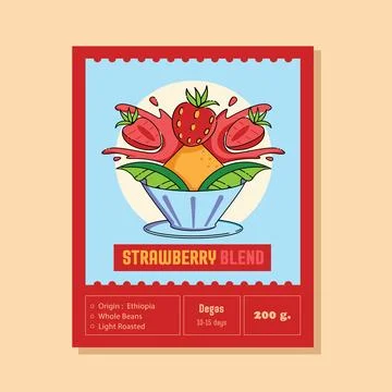 Strawbery blend coffee label Stock Illustration
