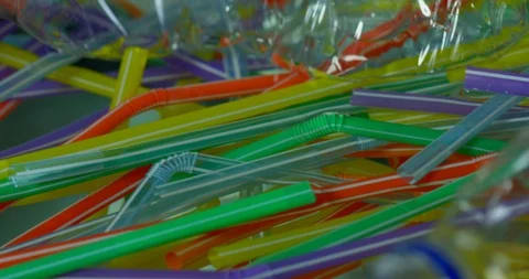 Straws Causing Dangerous Pollution With Dangerous Plastic Pollution Floating  Stock Footage 113391815