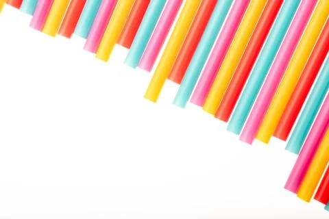 Straws in a diagonal composition with copy space Stock Photos