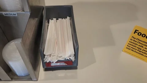Straws Tabletop McDonald's Restaurant Stock Footage 199106972
