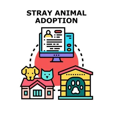 Stray animal adoption concept vector illustration Stock Illustration
