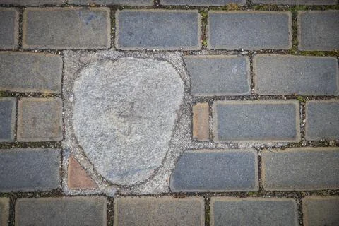 Stray boulder, stone placed where the gallows located in the old times on mai Stock Photos