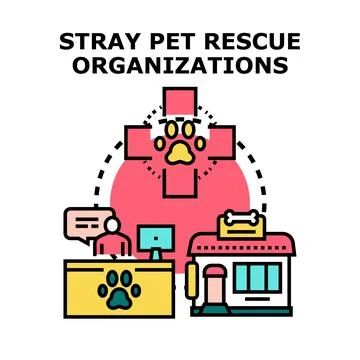 Stray pet rescue organizations finding new homes Stock Illustration