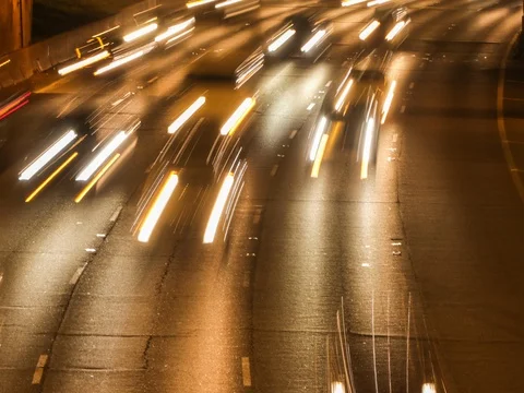 Streaking headlights long exposure time lapse close up Stock Footage 71863469