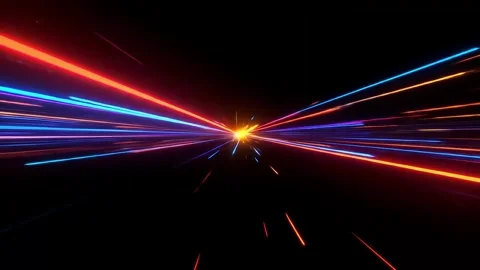 Streaking Neon Light Trails Speeding Through Dark Space Stock Footage 314241907