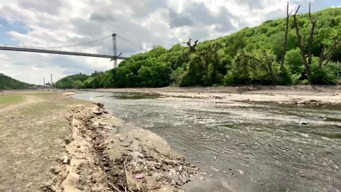 Stream about to dry up, drought, stream, climate change, climate crisis, nature Video stock 246374395