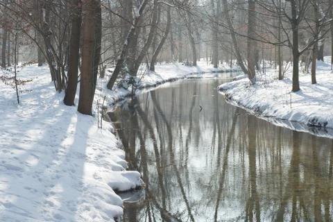 Stream and snow Stock Photos