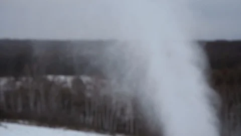 Stream of artificial snow at snowy hill Stock Footage 100444545
