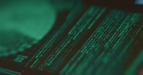 Stream of binary and alphanumeric code within a User Interface Stock Footage 322620374