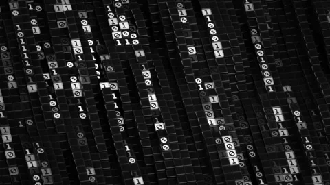 Stream of binary code 3D render seamless loop animation Stock Footage 319579539