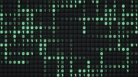 Stream of binary code 3D render seamless loop animation Video stock 321690305