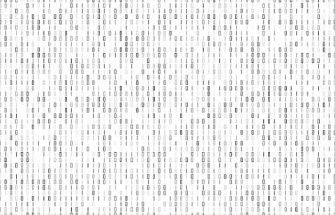 Stream of Binary code black and white background with two binary digits, 0 and 1 Stock Illustration