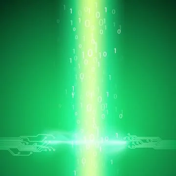 Stream of binary code with a circuit board texture Illustration