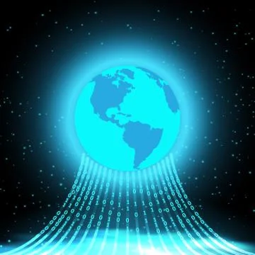 Stream of binary code to the earth Stock Illustration