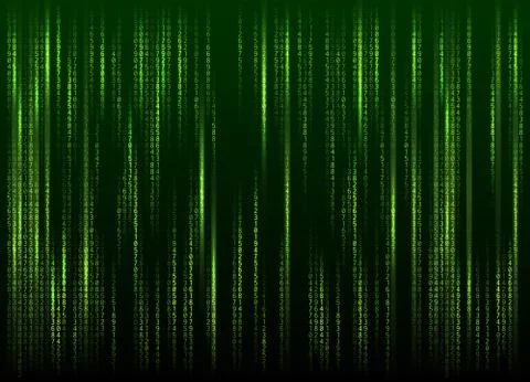 Stream of binary code on screen. Abstract vector background. Data and technology Stockillustratie