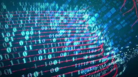 Stream of binary code on screen Stock Footage 74370808