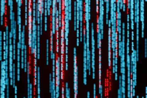 Stream of binary matrix code SALE on the screen 3d rendering. Stockillustratie