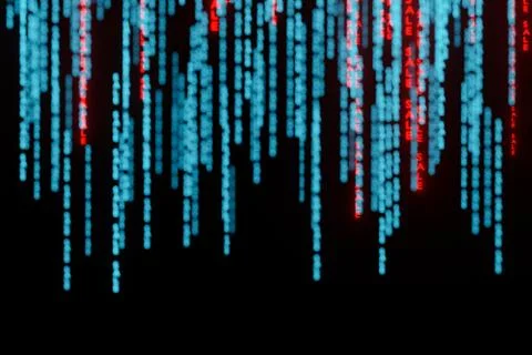 Stream of binary matrix code SALE on the screen 3d rendering. Stock Illustration