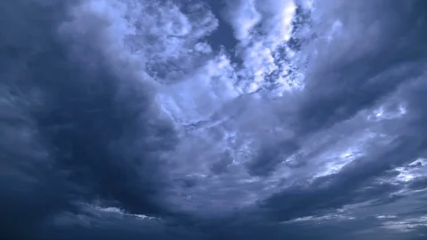 The stream of blue clouds in the sky. time lapse Stock Footage 80372874