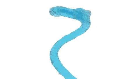 A stream of blue liquid rotates, grows, forms an abstract mushroom and cascade Video stock 124942879