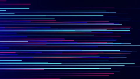 A stream of bright stripes of light. Glowing neon horizontal lines. Stream Stock Footage 254072306