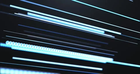 Stream of bright strips of light. Glowing neon horizontal lines. A stream of Stock Footage 325989373