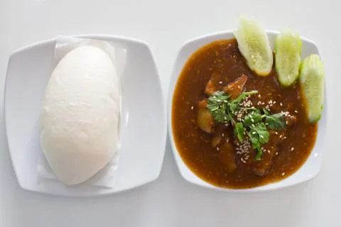Stream bun serve with red pork Thai food Stock Photos