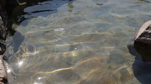 A stream of clean water. A small waterfall, a source of clear cold water Stock Footage 274249876