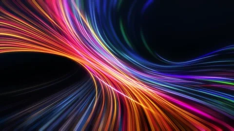 A stream of colored rays that form a wave. Data flow animation Stock Footage 298743524