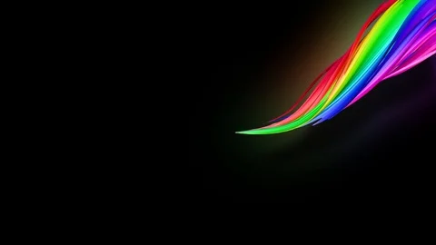 Stream of colored ribbons fly past camera. Flow of twisted rainbow-colored Stock Footage 125467738