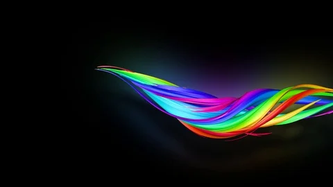 Stream of colored ribbons fly past camera. Flow of twisted rainbow-colored Stock Footage 125467812