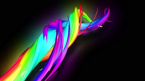 Stream of colored ribbons fly past camera. Flow of twisted rainbow-colored Stock Footage 130184362