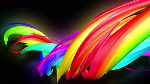 A stream of colored ribbons sweeps past the camera. rainbow-colored ribbons Stock Footage 130184896