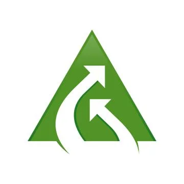 Stream Connection Double Arrow Green Triangle Symbol Logo Design Stock Illustration